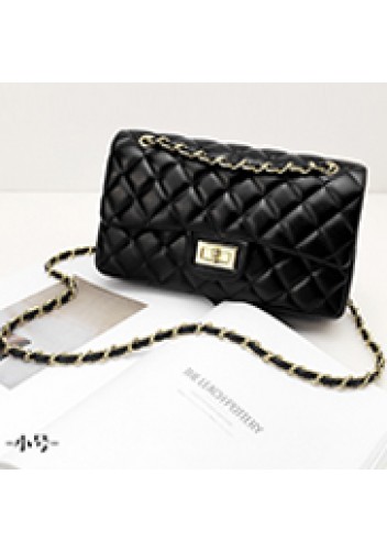 Adele Flap Medium Bag Faux Leather Black Gold Hardware