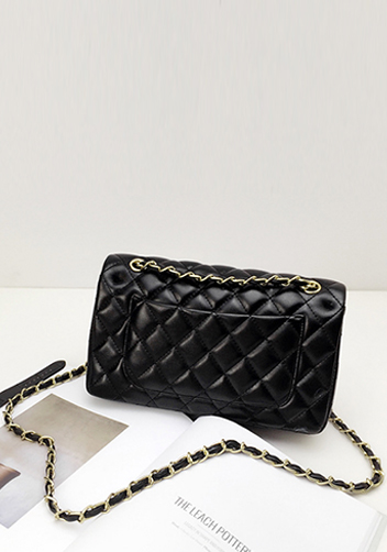 Adele Flap Medium Bag Faux Leather Black Gold Hardware