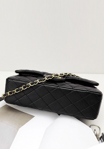 Adele Flap Medium Bag Faux Leather Black Gold Hardware