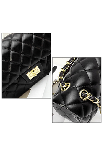 Adele Flap Medium Bag Faux Leather Black Gold Hardware