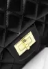 Adele Flap Medium Bag Faux Leather Black Gold Hardware