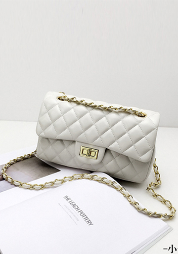 Adele Flap Medium Bag Faux Leather Cream Gold Hardware