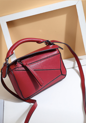 ADRIENNE MINI GEOMETRY LEATHER BAG BURGUNDY
