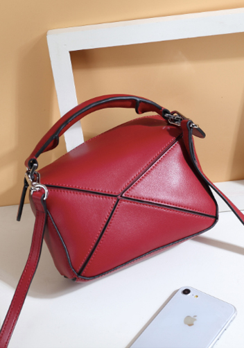 ADRIENNE MINI GEOMETRY LEATHER BAG BURGUNDY