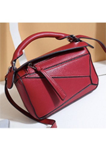 ADRIENNE MINI GEOMETRY LEATHER BAG BURGUNDY