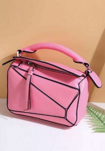 ADRIENNE MINI GEOMETRY LEATHER BAG HOT PINK
