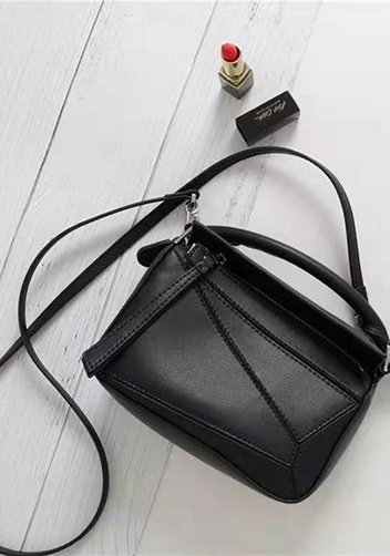 ADRIENNE MINI GEOMETRY LEATHER BAG BLACK