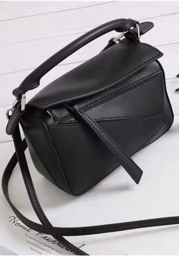 ADRIENNE MINI GEOMETRY LEATHER BAG BLACK