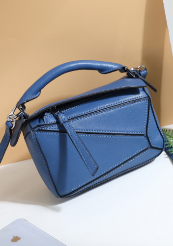ADRIENNE MINI GEOMETRY LEATHER BAG BLUE
