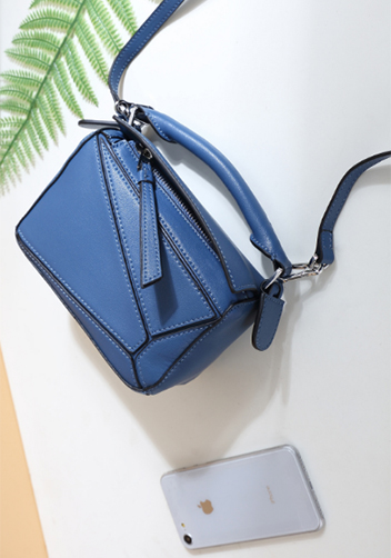 ADRIENNE MINI GEOMETRY LEATHER BAG BLUE