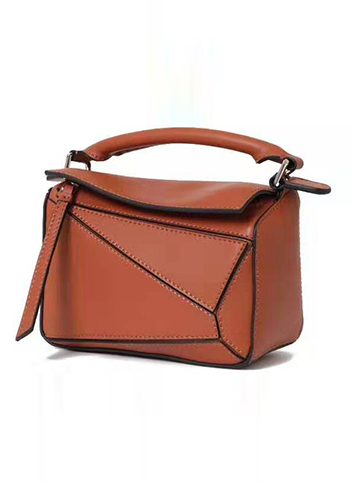 ADRIENNE MINI GEOMETRY LEATHER BAG BROWN