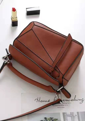 ADRIENNE MINI GEOMETRY LEATHER BAG BROWN