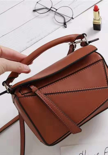 ADRIENNE MINI GEOMETRY LEATHER BAG BROWN