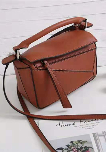 ADRIENNE MINI GEOMETRY LEATHER BAG BROWN