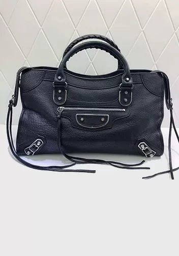 The Route 66 Goatskin Leather Large Bag Black Silver Hardware