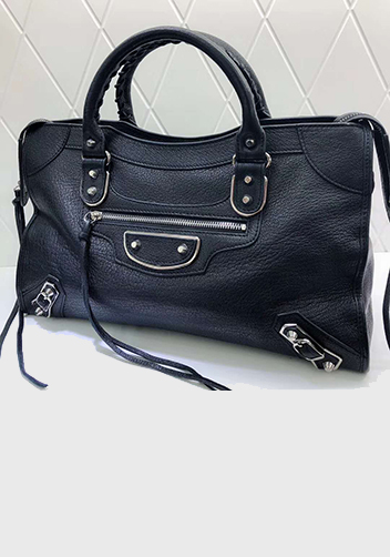 The Route 66 Goatskin Leather Large Bag Black Silver Hardware