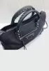 The Route 66 Goatskin Leather Large Bag Black Silver Hardware