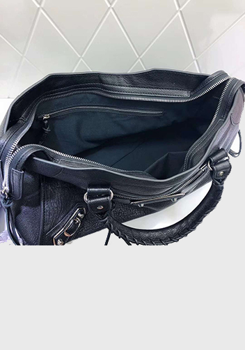 The Route 66 Goatskin Leather Large Bag Black Silver Hardware