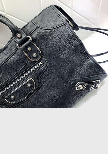 The Route 66 Goatskin Leather Large Bag Black Silver Hardware