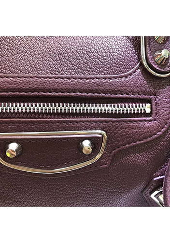 The Route 66 Goatskin Leather Large Bag Burgundy Silver Hardware