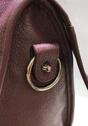The Route 66 Goatskin Leather Large Bag Burgundy Silver Hardware