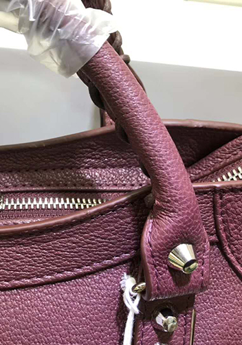 The Route 66 Goatskin Leather Large Bag Burgundy Silver Hardware