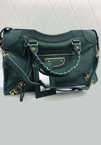 The Route 66 Goatskin Leather Large Bag Green Gold Hardware