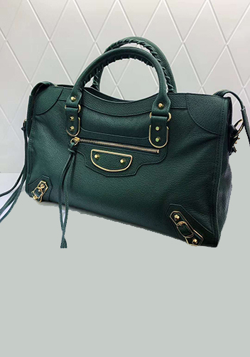 The Route 66 Goatskin Leather Large Bag Green Gold Hardware
