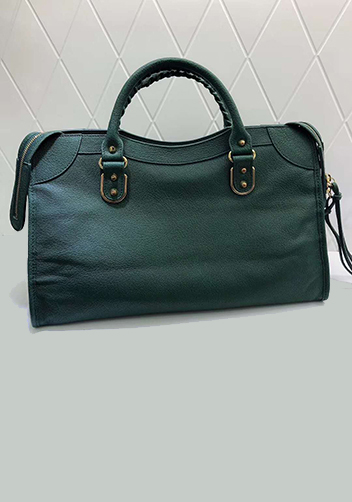 The Route 66 Goatskin Leather Large Bag Green Gold Hardware