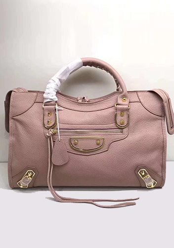 The Route 66 Goatskin Leather Large Bag Pink Gold Hardware