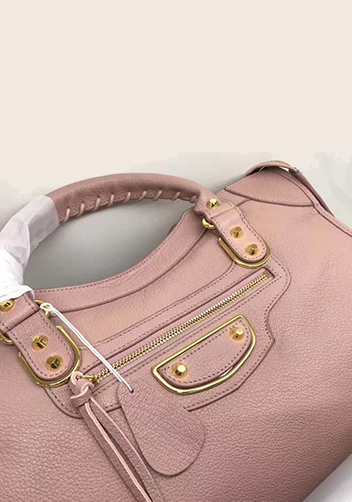 The Route 66 Goatskin Leather Large Bag Pink Gold Hardware