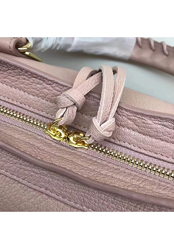 The Route 66 Goatskin Leather Large Bag Pink Gold Hardware
