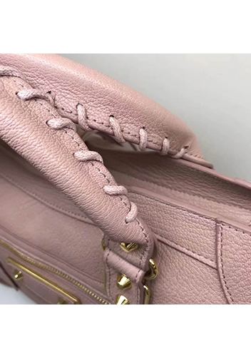 The Route 66 Goatskin Leather Large Bag Pink Gold Hardware