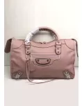 The Route 66 Goatskin Leather Large Bag Pink Silver Hardware