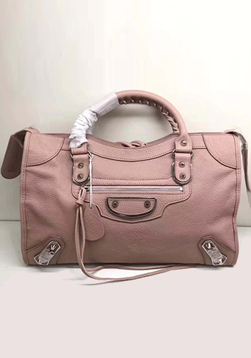 The Route 66 Goatskin Leather Large Bag Pink Silver Hardware