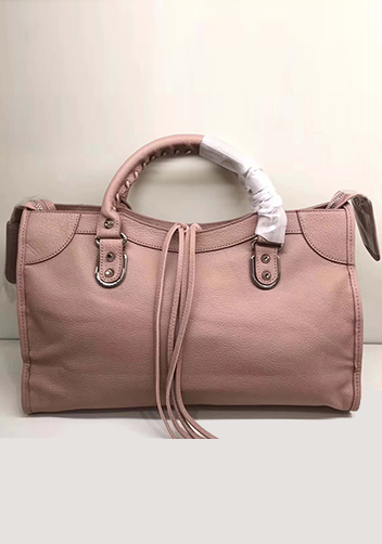 The Route 66 Goatskin Leather Large Bag Pink Silver Hardware