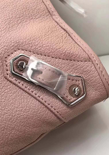 The Route 66 Goatskin Leather Large Bag Pink Silver Hardware