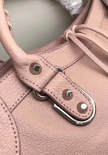 The Route 66 Goatskin Leather Large Bag Pink Silver Hardware