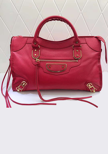 The Route 66 Goatskin Leather Large Bag Red Gold Hardware