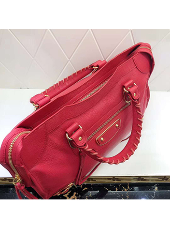The Route 66 Goatskin Leather Large Bag Red Gold Hardware
