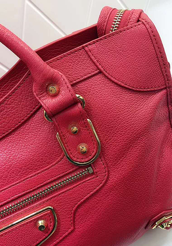 The Route 66 Goatskin Leather Large Bag Red Gold Hardware