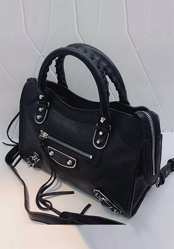 The Route 66 Goatskin Leather Medium Bag Black Silver Hardware