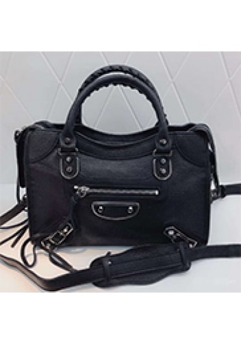 The Route 66 Goatskin Leather Medium Bag Black Silver Hardware