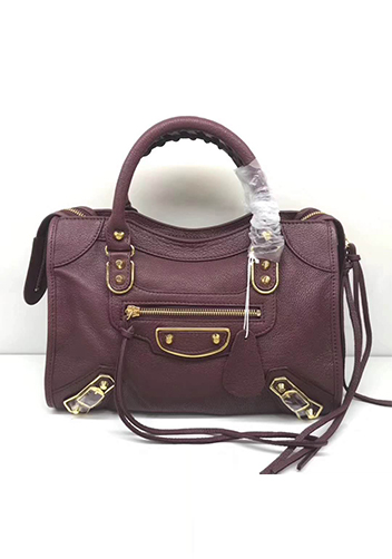 The Route 66 Goatskin Leather Medium Bag Burgundy Gold Hardware