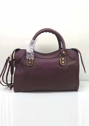 The Route 66 Goatskin Leather Medium Bag Burgundy Gold Hardware