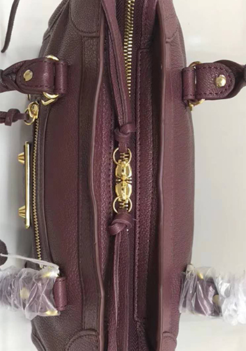 The Route 66 Goatskin Leather Medium Bag Burgundy Gold Hardware