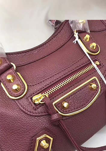 The Route 66 Goatskin Leather Medium Bag Burgundy Gold Hardware