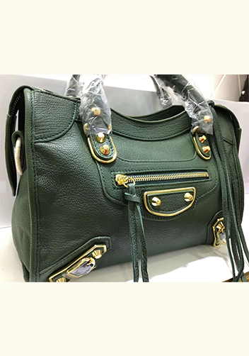 The Route 66 Goatskin Leather Medium Bag Green Gold Hardware
