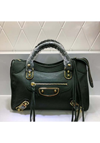 The Route 66 Goatskin Leather Medium Bag Green Gold Hardware