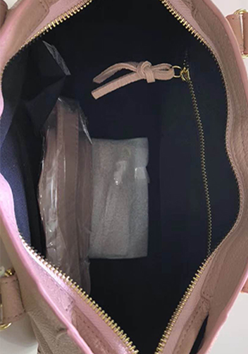 The Route 66 Goatskin Leather Medium Bag Pink Gold Hardware